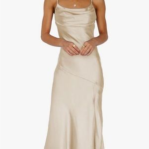 Silk Champagne Maxi dress with slit